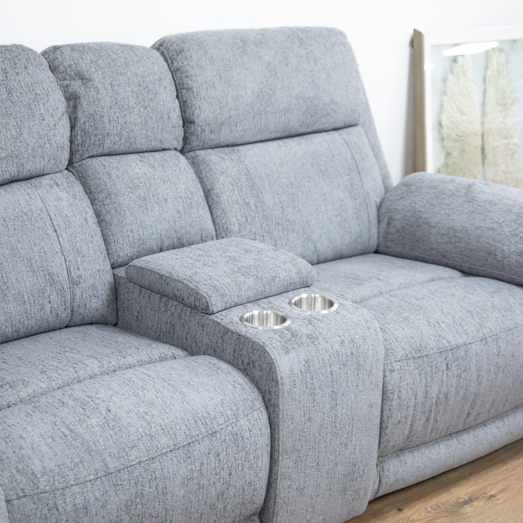 Fabric Corner Sofa Large Electric Recliner - Owen