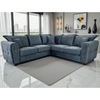 Fabric Corner Sofa With Metal Trim on Arms - Serena