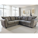 Fabric Corner Sofa With Metal Trim on Arms - Serena