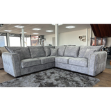 Fabric Corner Sofa With Metal Trim on Arms - Serena