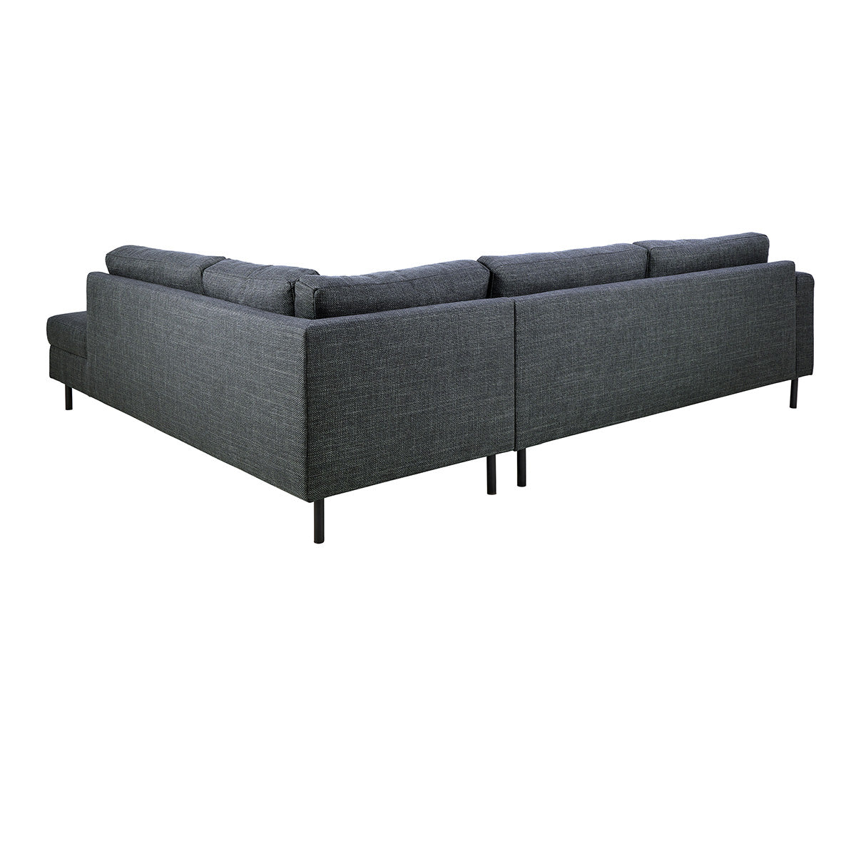 Fabric Corner Sofa With Open End Facing Right Handed With Matt Black Steel Legs - Omaha