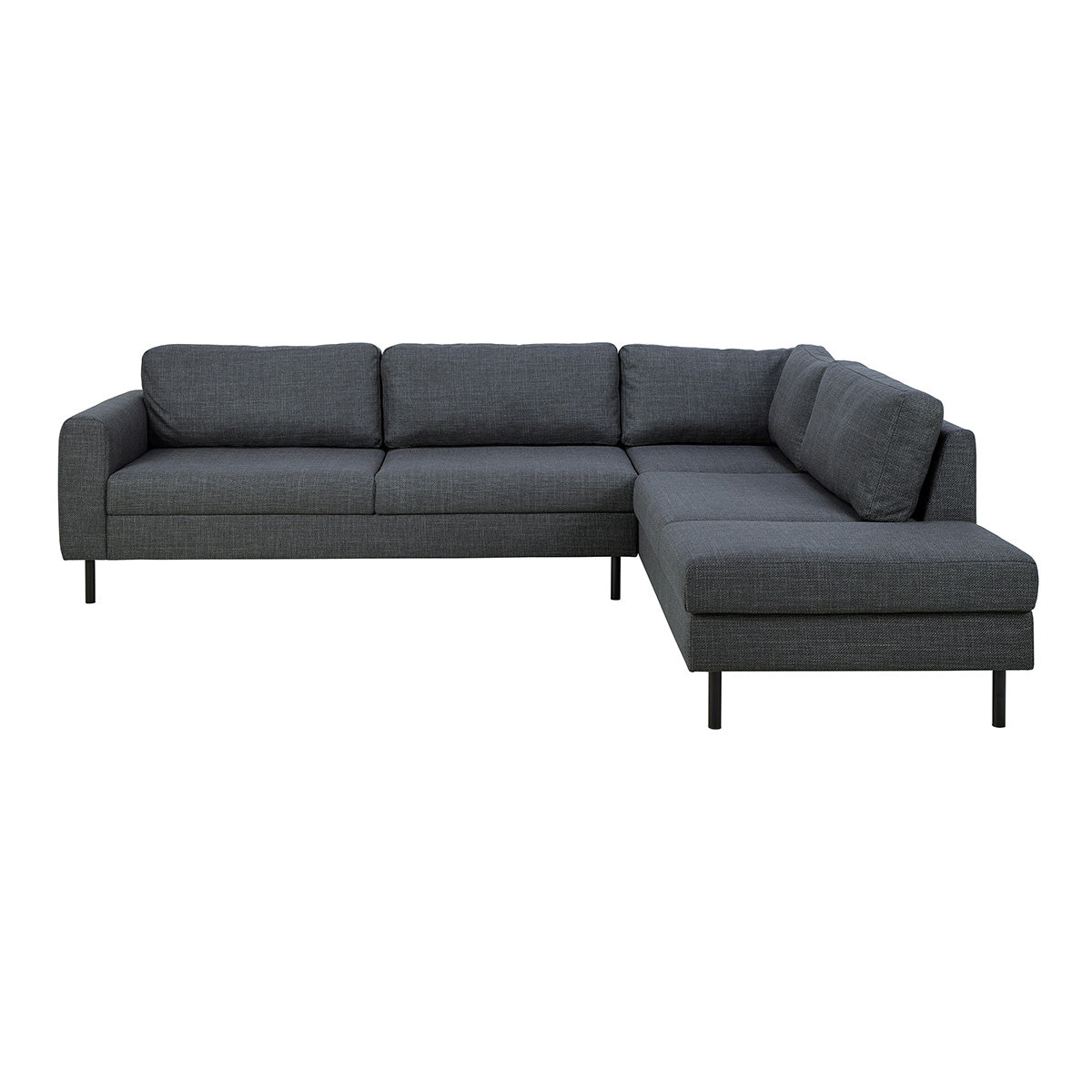 Fabric Corner Sofa With Open End Facing Right Handed With Matt Black Steel Legs - Omaha
