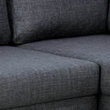 Fabric Corner Sofa With Open End Facing Right Handed With Matt Black Steel Legs - Omaha