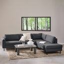 Fabric Corner Sofa With Open End Facing Right Handed With Matt Black Steel Legs - Omaha