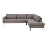 Fabric Corner Sofa With Open End Facing Right Handed With Matt Black Steel Legs - Omaha