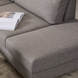 Fabric Corner Sofa With Open End Facing Right Handed With Matt Black Steel Legs - Omaha