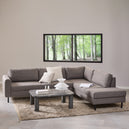Fabric Corner Sofa With Open End Facing Right Handed With Matt Black Steel Legs - Omaha