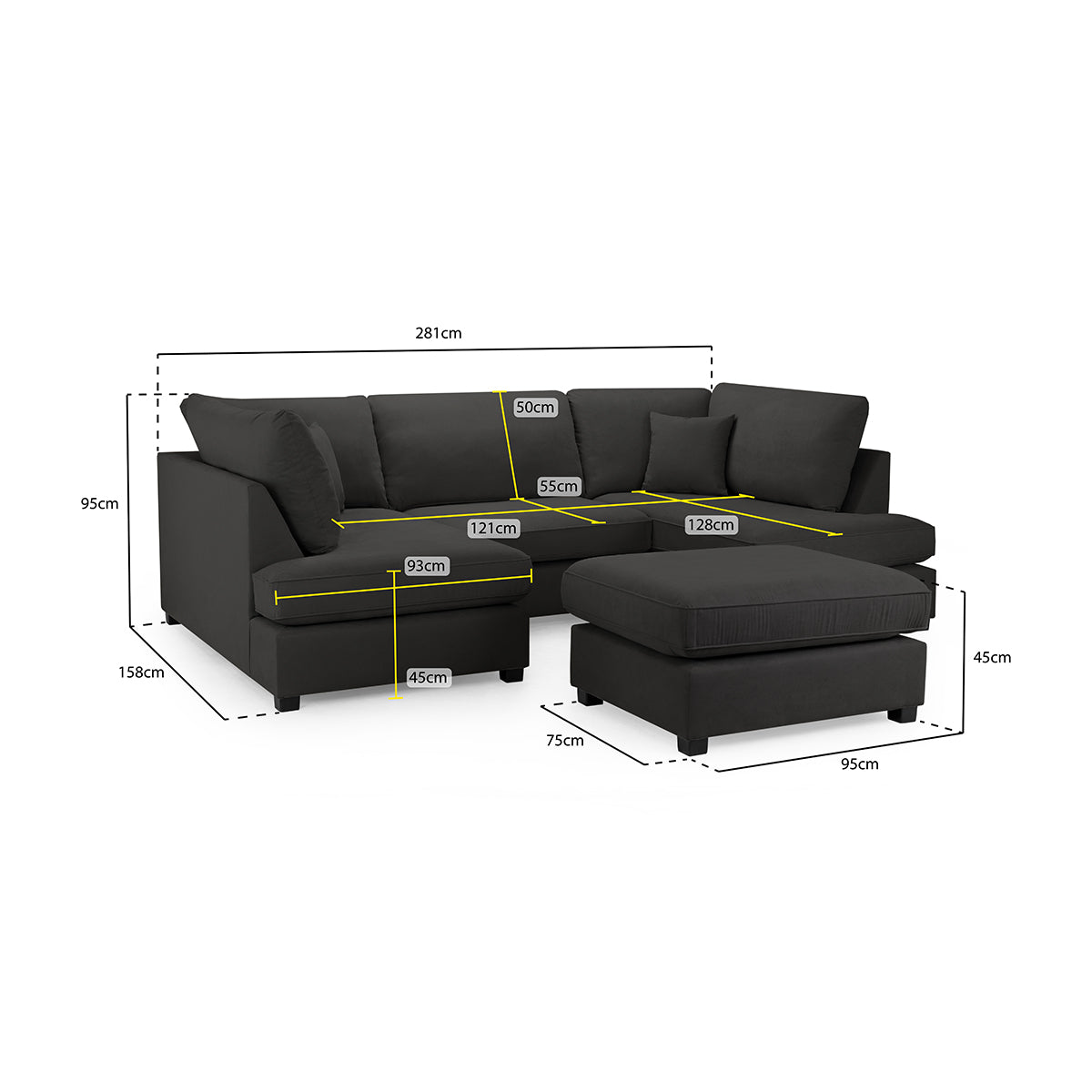 Fabric Corner Sofa in U Shape - Carnaby