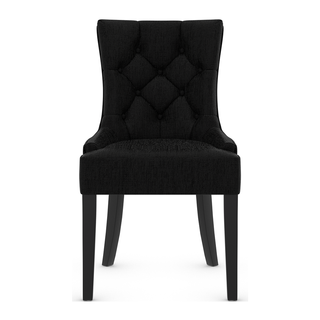 Fabric Dining Chair With Black Wooden Legs - Ruxley