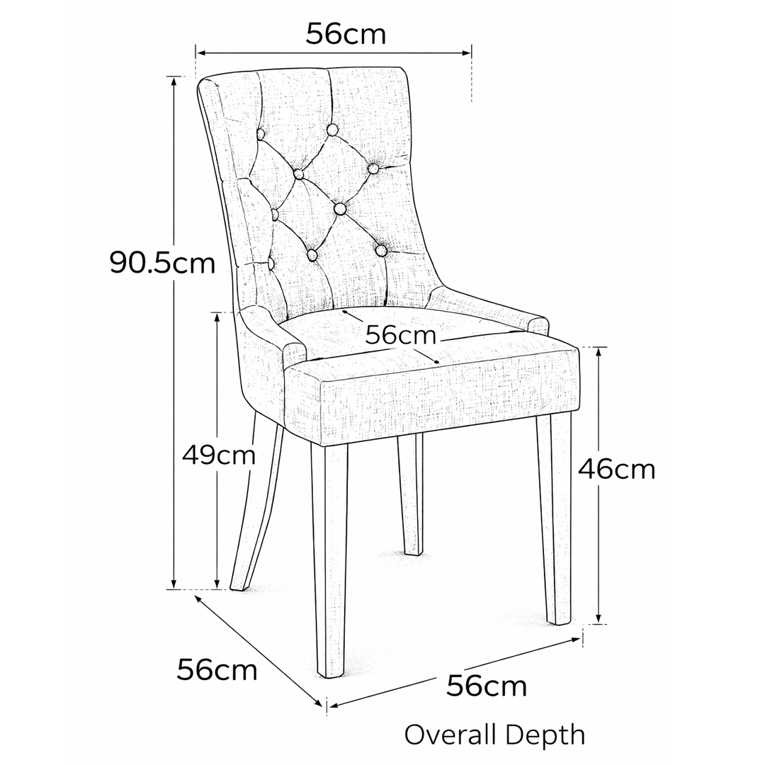 Fabric Dining Chair With Black Wooden Legs - Ruxley