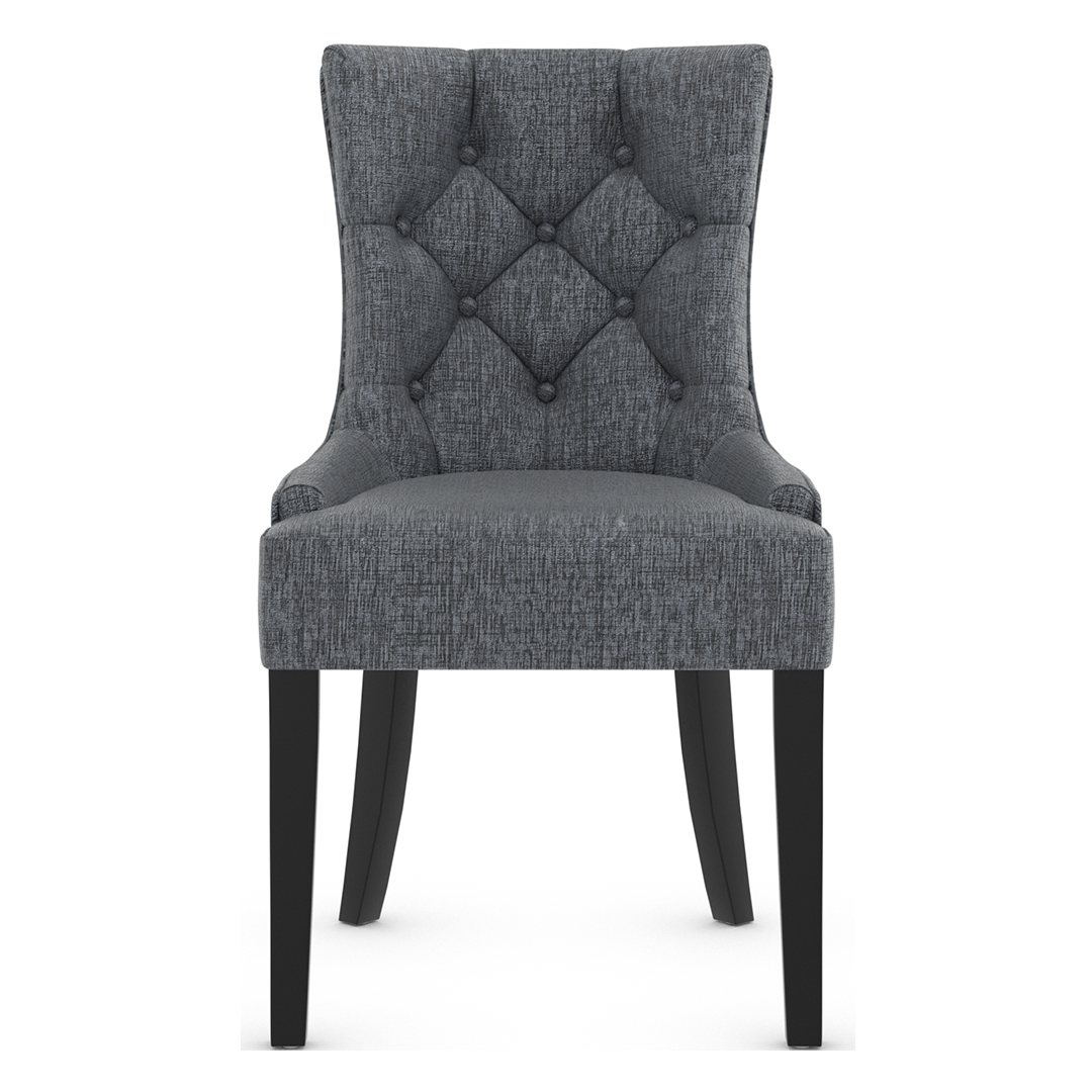 Fabric Dining Chair With Black Wooden Legs - Ruxley