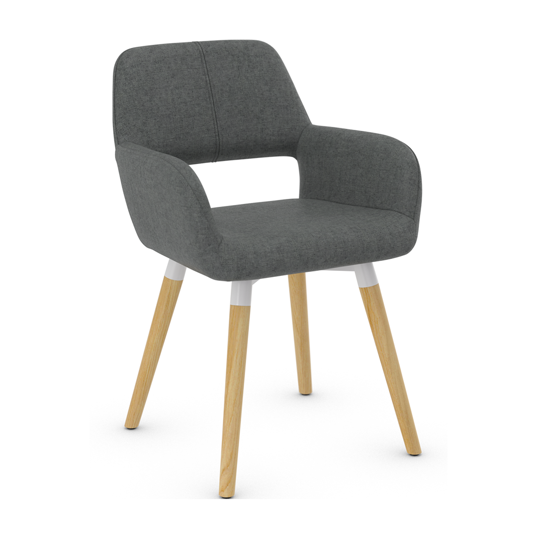 Fabric Dining Chair With Oak Wooden Legs - Oxted