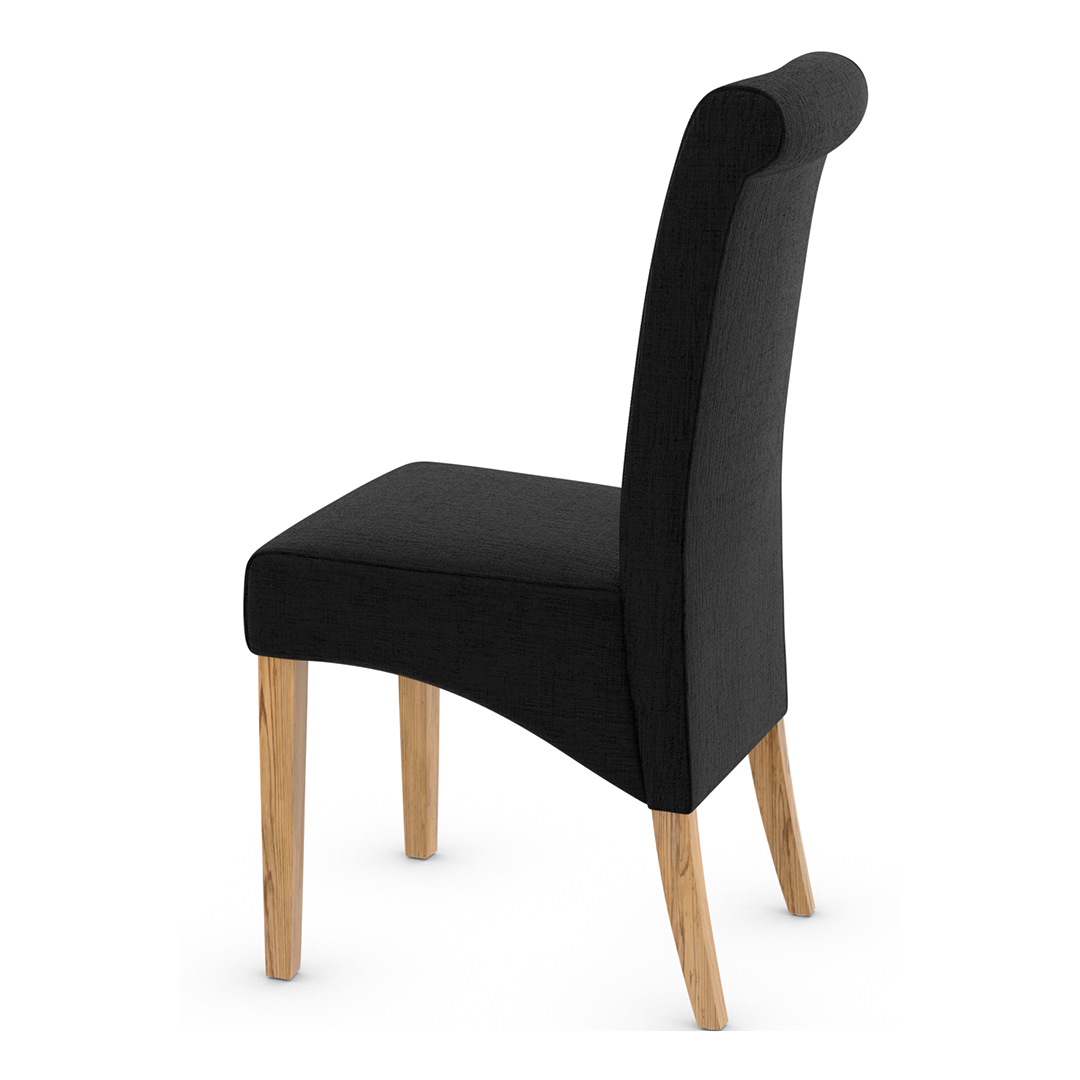 Fabric Dining Chair With Oak Wooden Legs - Yorton