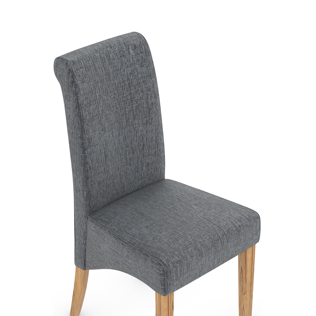 Fabric Dining Chair With Oak Wooden Legs - Yorton