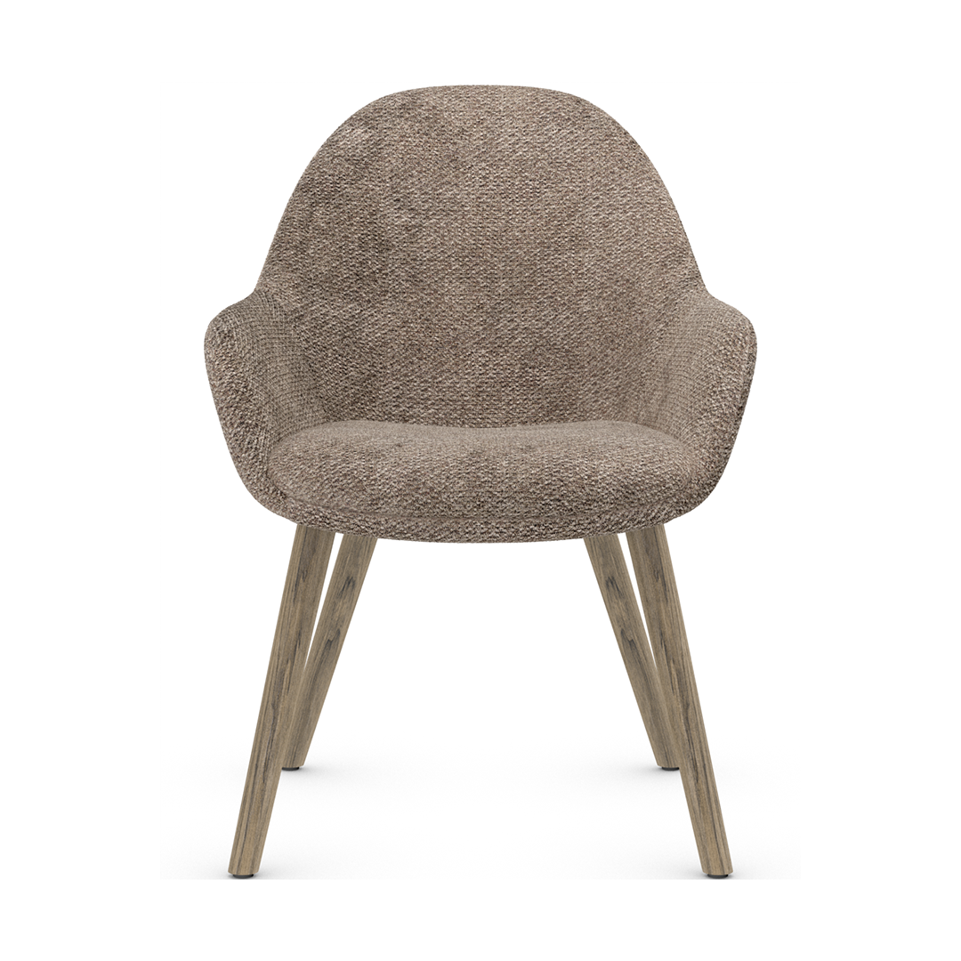 Fabric Dining Chair With Wooden Legs - Harlow