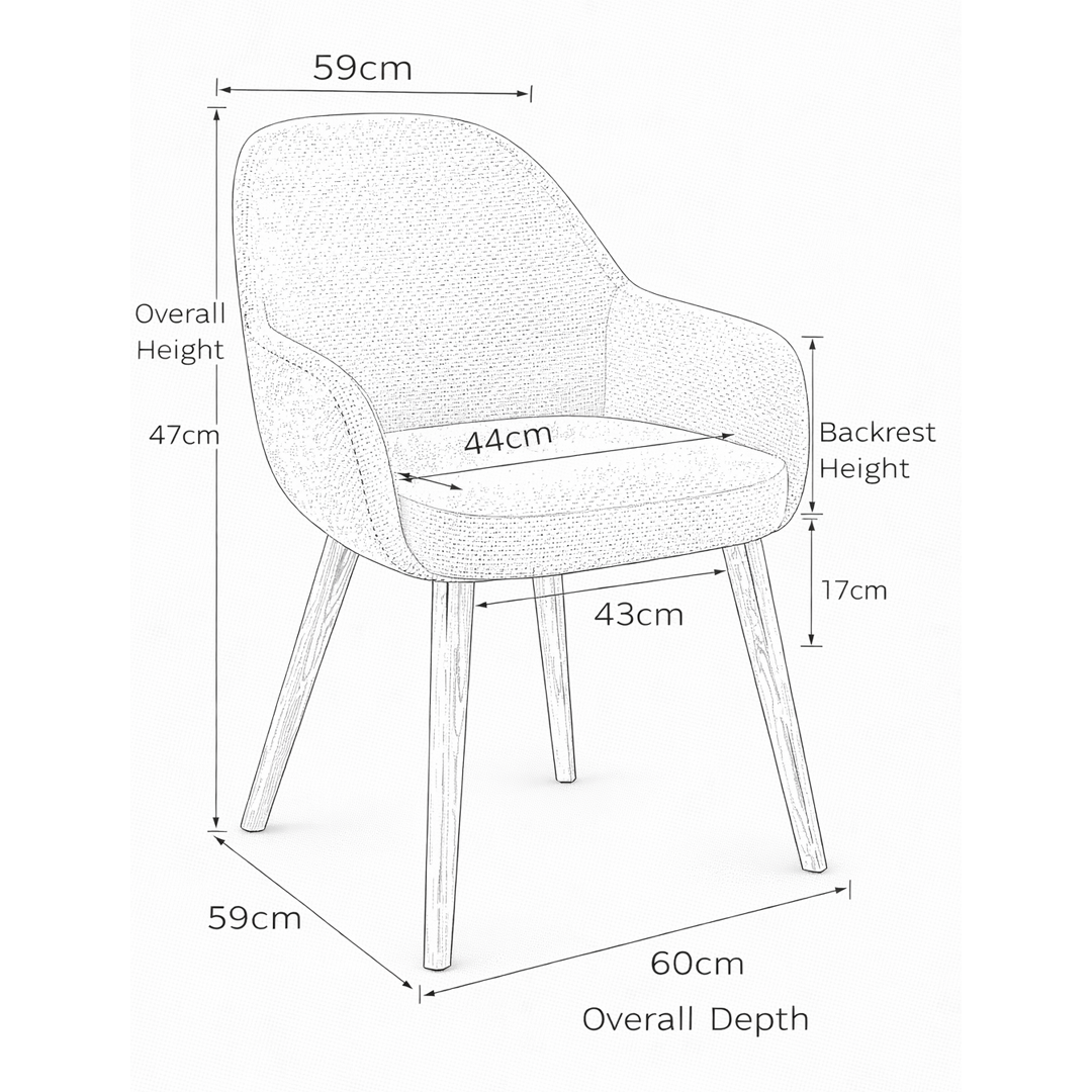 Fabric Dining Chair With Wooden Legs - Harlow