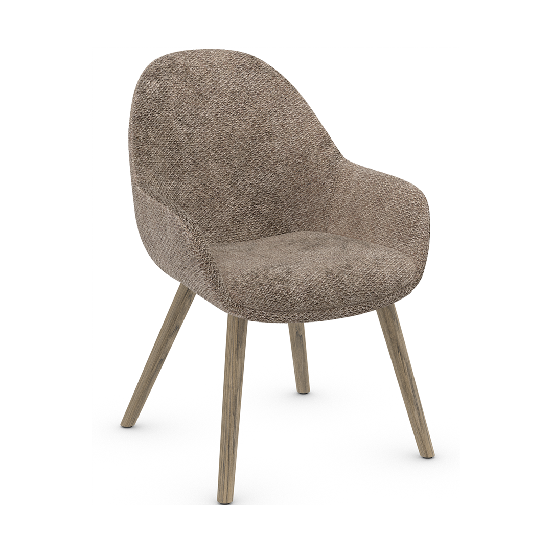 Fabric Dining Chair With Wooden Legs - Harlow
