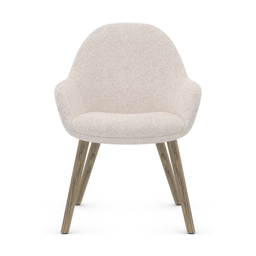 Fabric Dining Chair With Wooden Legs - Harlow