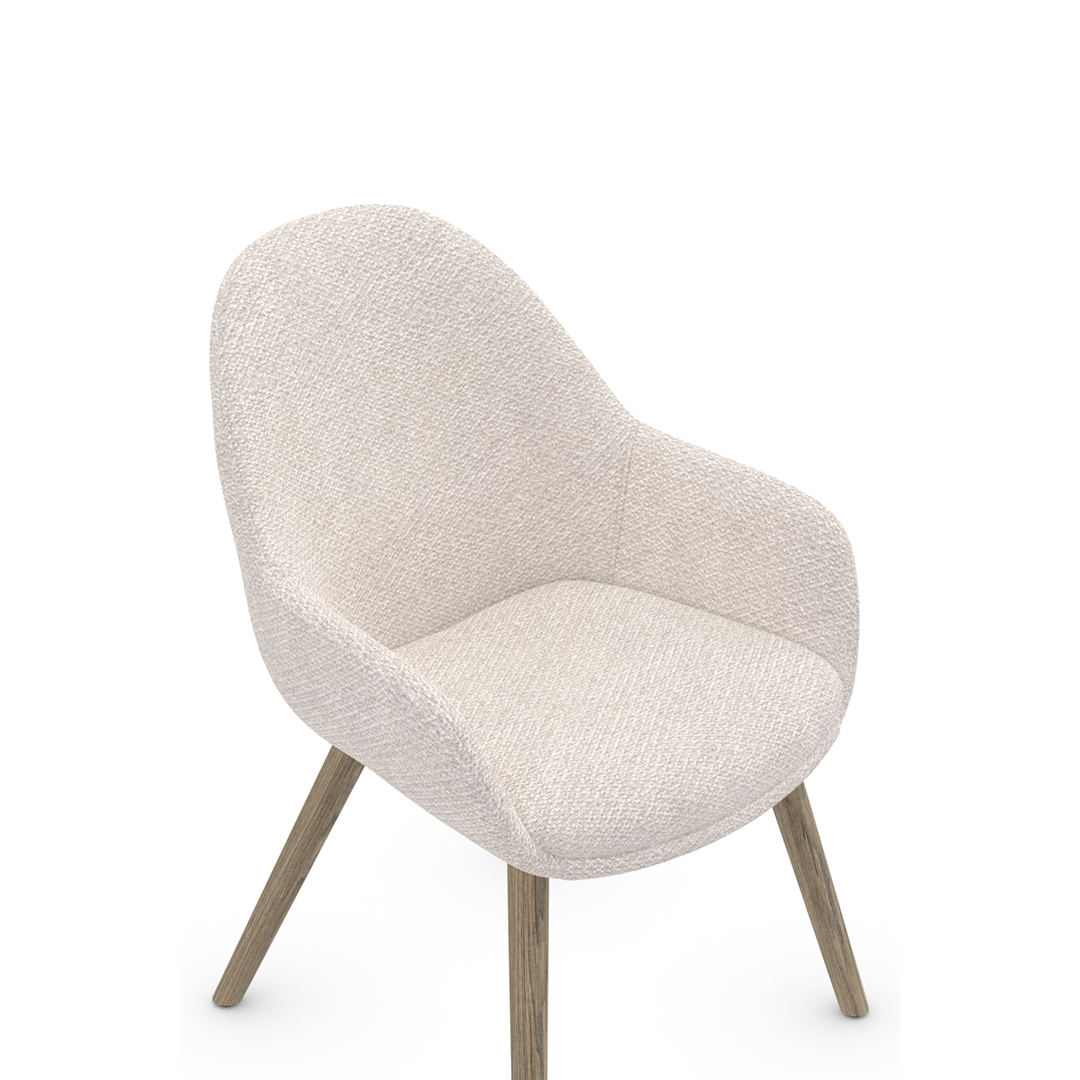 Fabric Dining Chair With Wooden Legs - Harlow