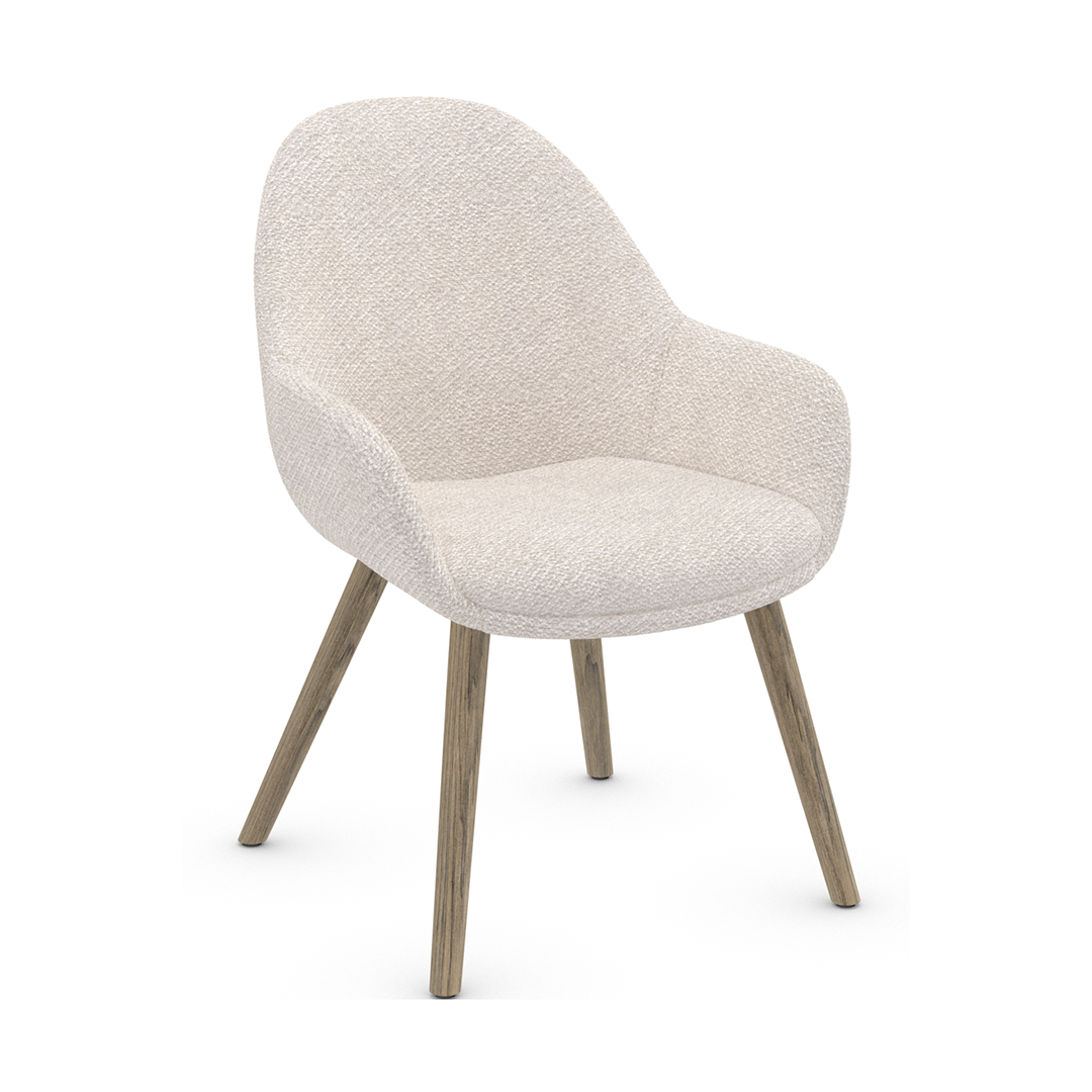 Fabric Dining Chair With Wooden Legs - Harlow