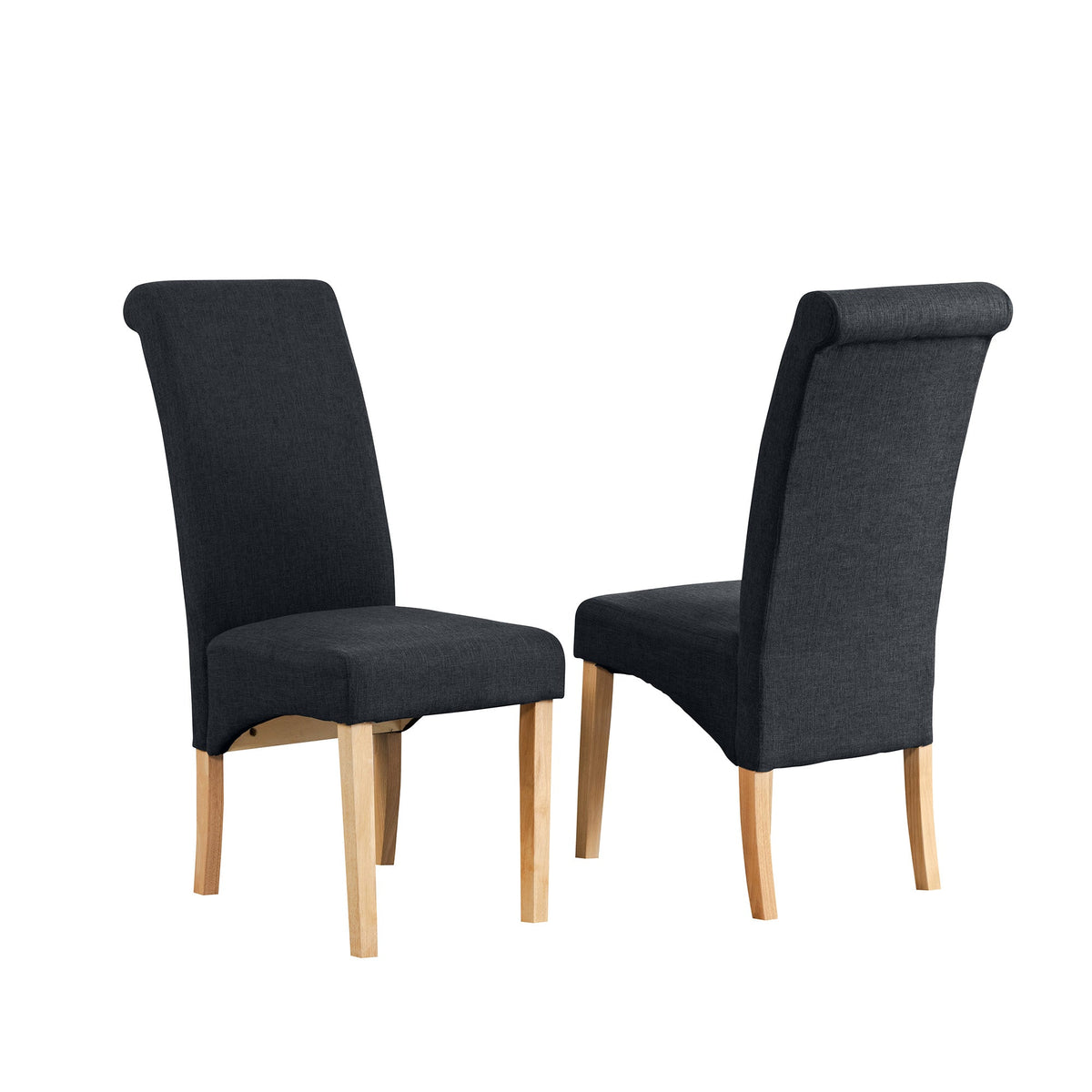 Fabric Dining Chairs 104cm High x 44cm Wide in Set Of 2 With Wooden Legs - Kensington Home