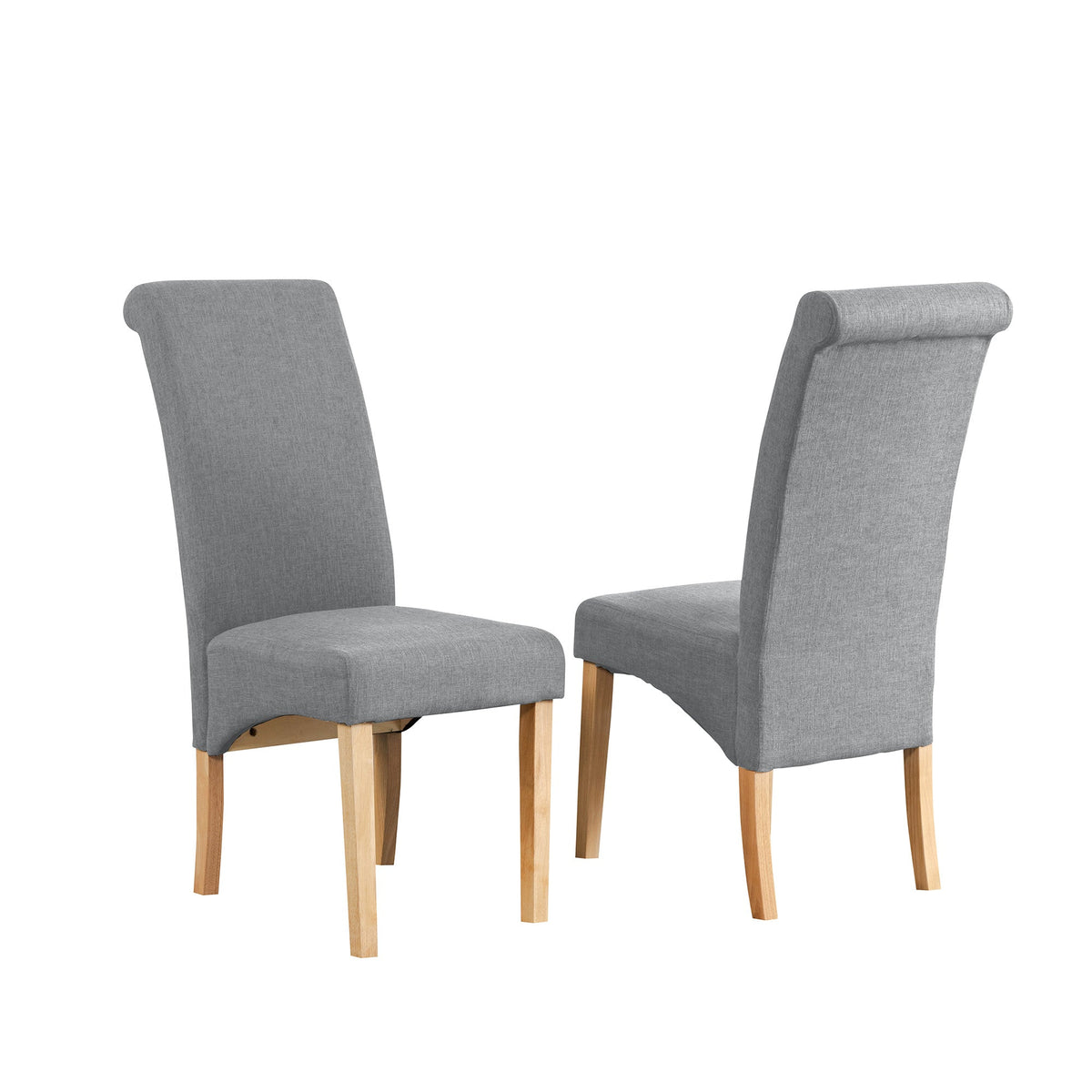 Fabric Dining Chairs 104cm High x 44cm Wide in Set Of 2 With Wooden Legs - Kensington Home