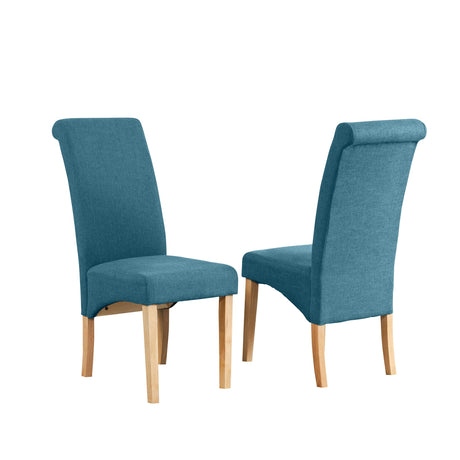 Fabric Dining Chairs 104cm High x 44cm Wide in Set Of 2 With Wooden Legs - Kensington Home