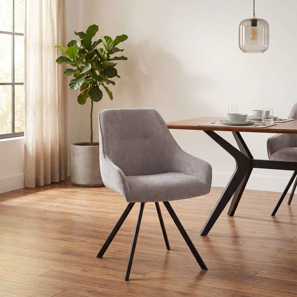 Fabric Dining Chairs 47cm Wide in Set Of 2 - Rennes