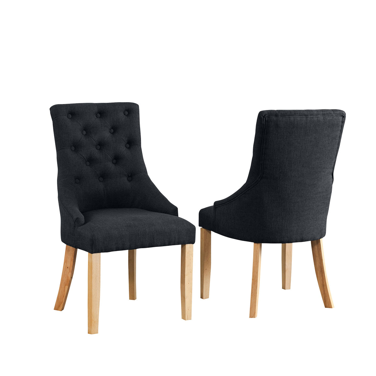 Fabric Dining Chairs 97cm High x 53cm Wide in Set Of 2 With Wooden Legs - Kensington Home