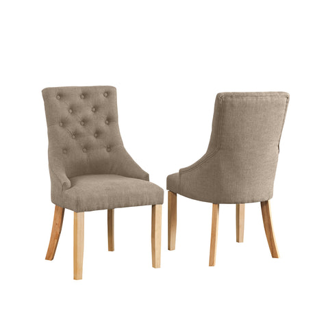 Fabric Dining Chairs 97cm High x 53cm Wide in Set Of 2 With Wooden Legs - Kensington Home