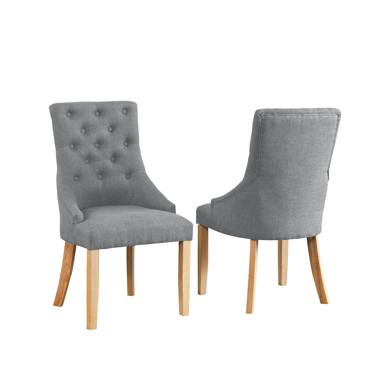Fabric Dining Chairs 97cm High x 53cm Wide in Set Of 2 With Wooden Legs - Kensington Home