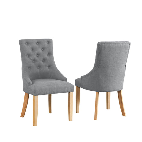 Fabric Dining Chairs 97cm High x 53cm Wide in Set Of 2 With Wooden Legs - Kensington Home