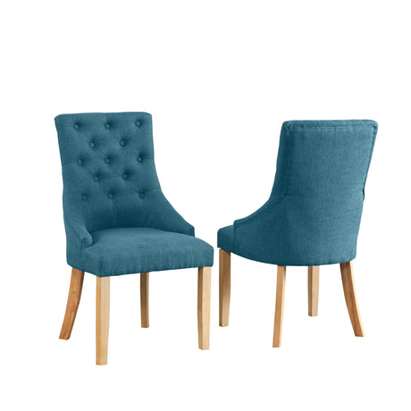 Fabric Dining Chairs 97cm High x 53cm Wide in Set Of 2 With Wooden Legs - Kensington Home