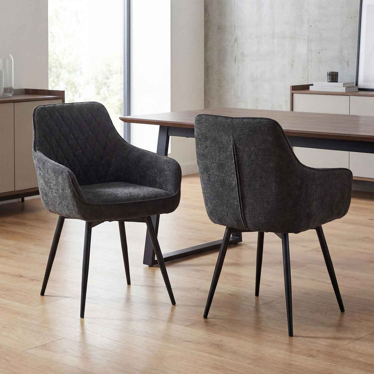 Fabric Dining Chairs 57cm Wide in Set Of 2 - Haven