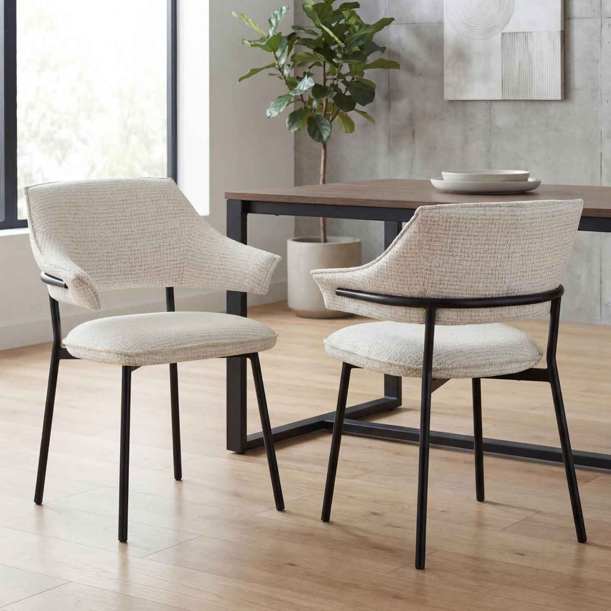 Fabric Dining Chairs 62cm Wide in Set Of 2 - Geneva