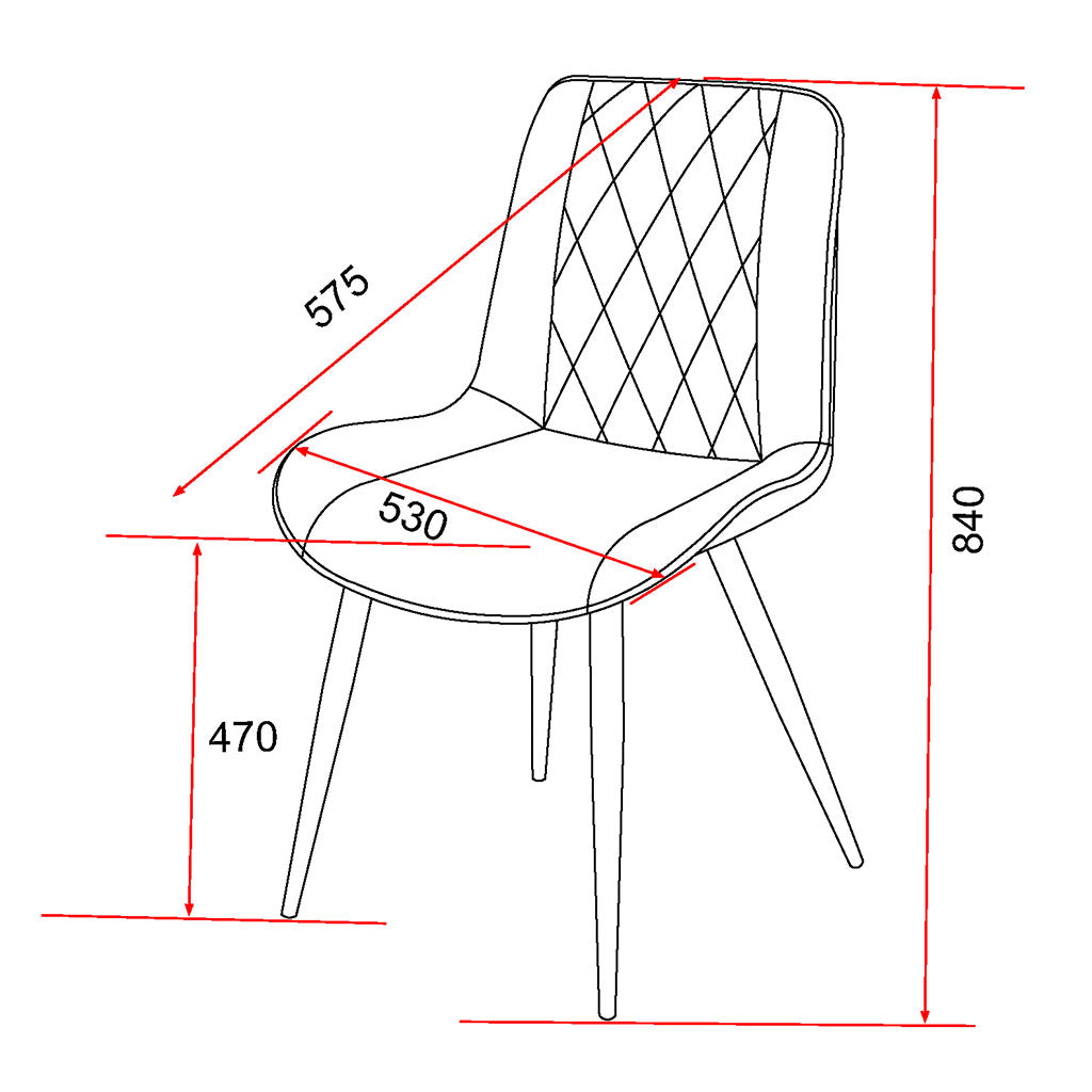 Fabric Dining Chairs in Set Of 2 Diamond Stitch - Aspen