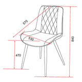 Fabric Dining Chairs in Set Of 2 Diamond Stitch - Aspen