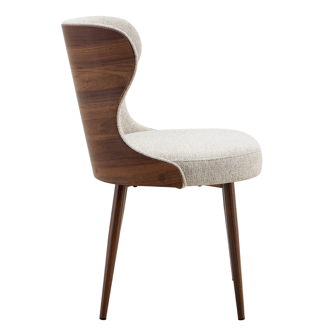 Fabric Dining Chairs in Set of 2 With Walnut Wooden Back - Bella