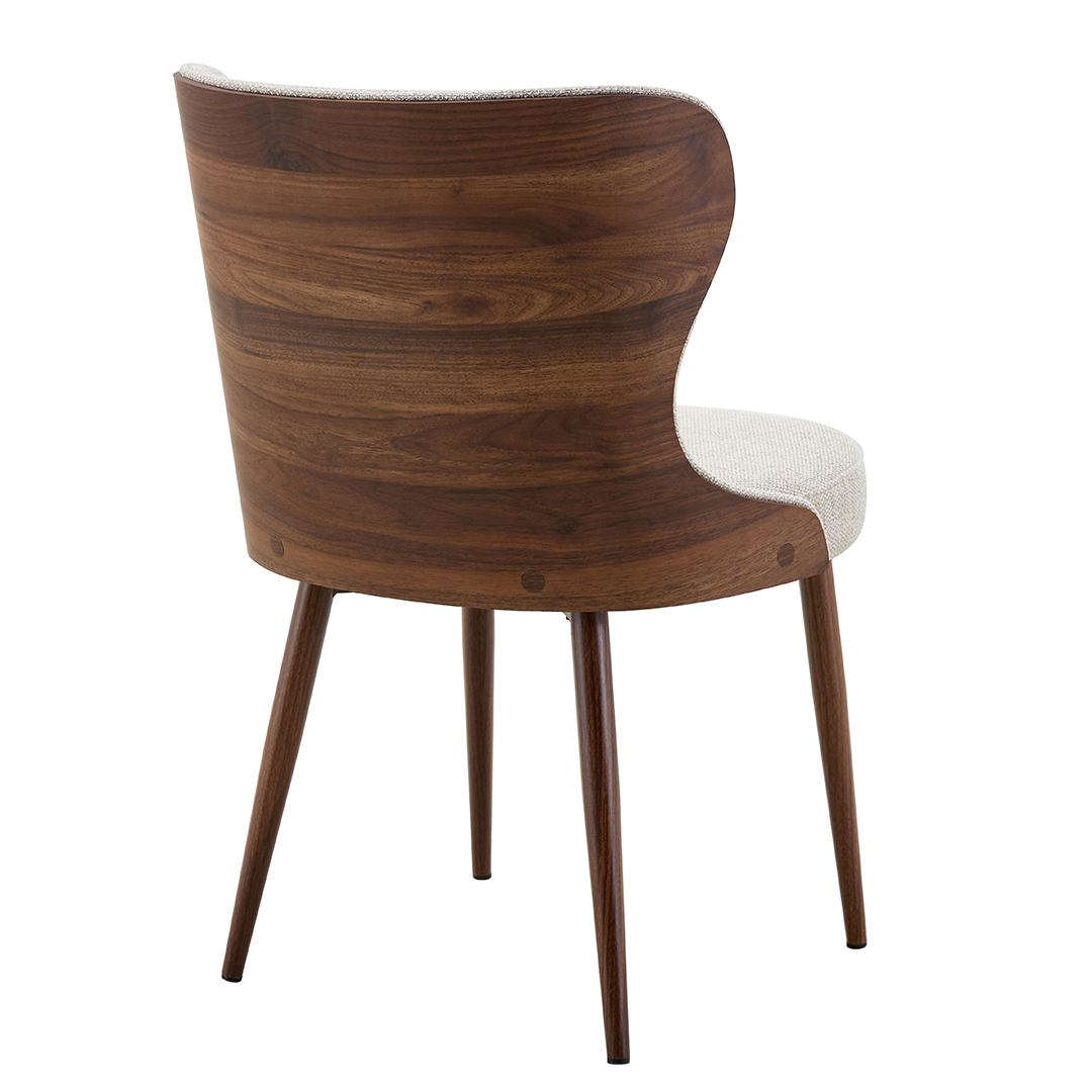 Fabric Dining Chairs in Set of 2 With Walnut Wooden Back - Bella