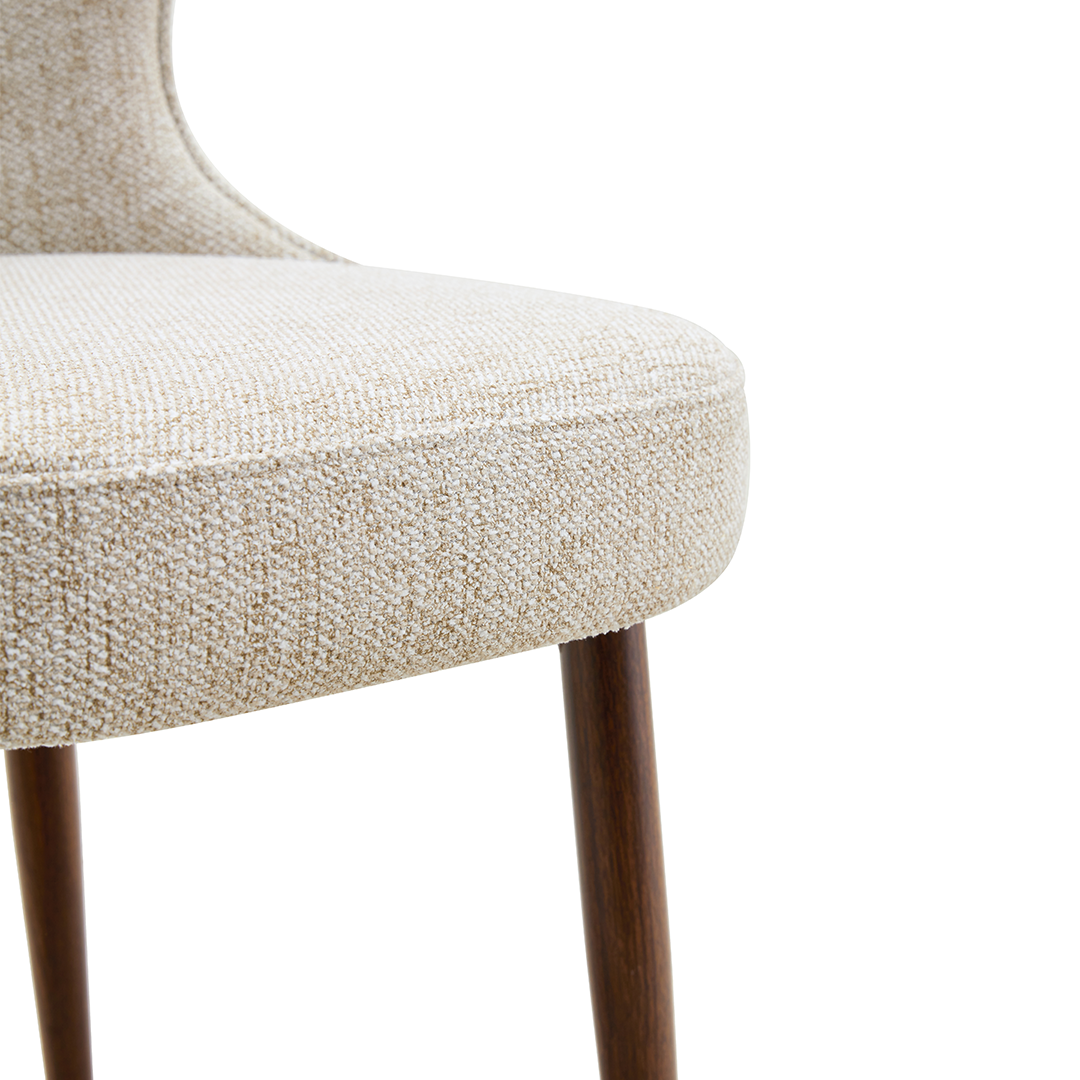 Fabric Dining Chairs in Set of 2 With Walnut Wooden Back - Bella