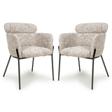 Fabric Dining Chairs in Set Of 2 With Black Metal Legs - Rome