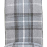 Fabric Dining Chairs in Set Of 2 With Checks Design Scroll Back - Karta