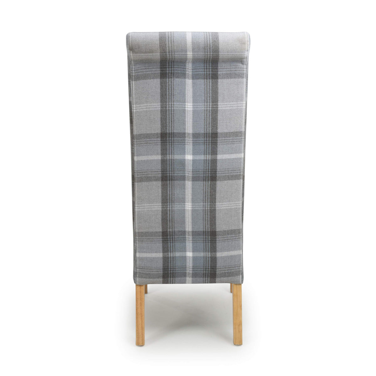 Fabric Dining Chairs in Set Of 2 With Checks Design Scroll Back - Karta
