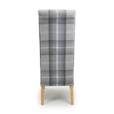 Fabric Dining Chairs in Set Of 2 With Checks Design Scroll Back - Karta
