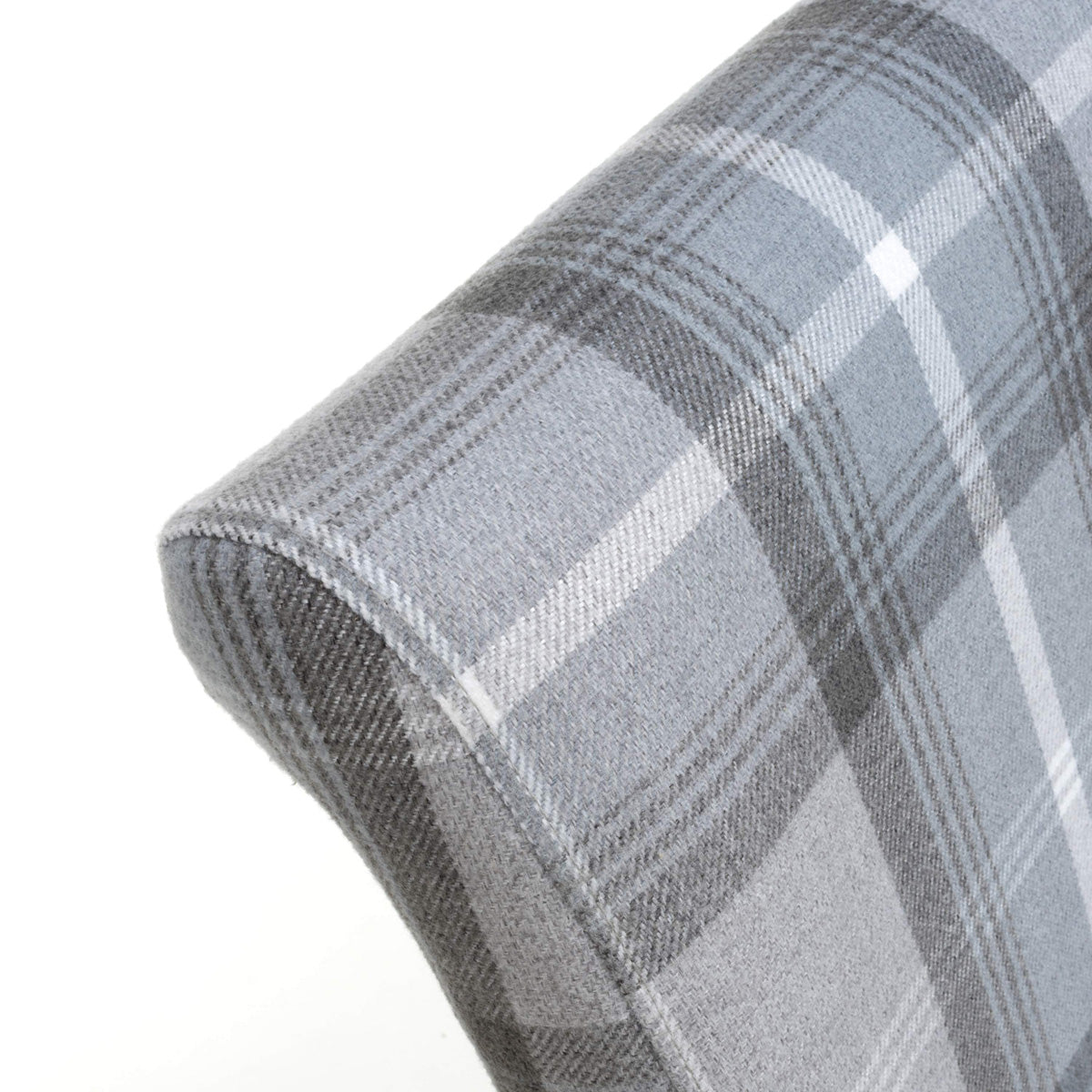 Fabric Dining Chairs in Set Of 2 With Checks Design Scroll Back - Karta