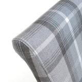 Fabric Dining Chairs in Set Of 2 With Checks Design Scroll Back - Karta