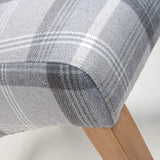 Fabric Dining Chairs in Set Of 2 With Checks Design Scroll Back - Karta