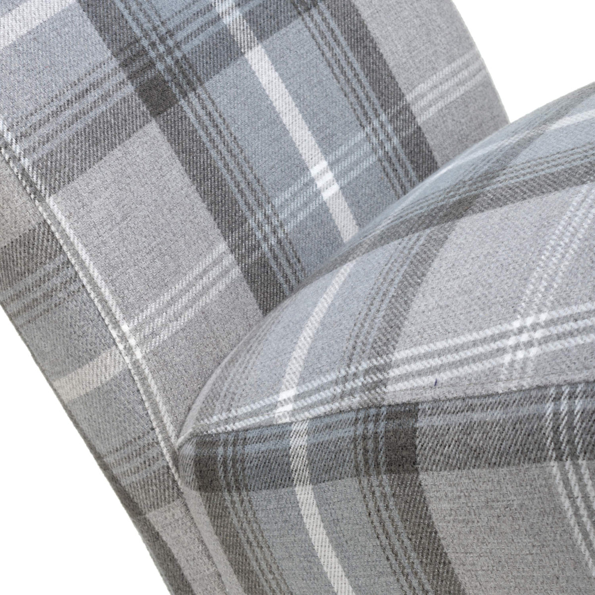 Fabric Dining Chairs in Set Of 2 With Checks Design Scroll Back - Karta