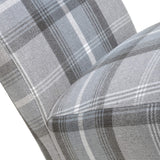 Fabric Dining Chairs in Set Of 2 With Checks Design Scroll Back - Karta
