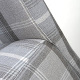 Fabric Dining Chairs in Set Of 2 With Checks Design Scroll Back - Karta
